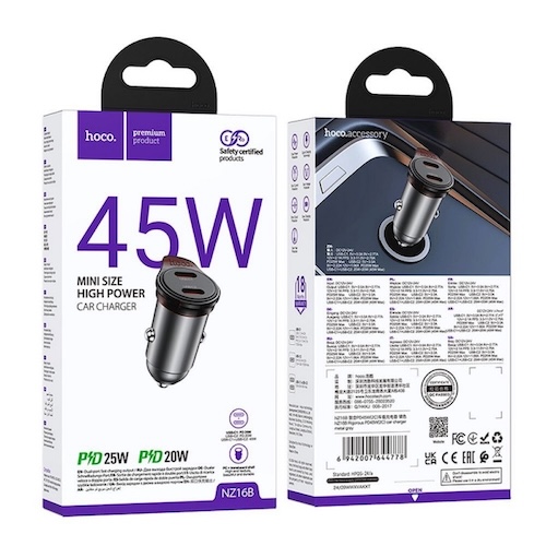 Hoco NZ16B Rigorous PD45W Dual Type-C Port car charger