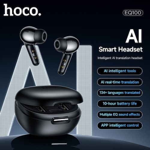 Hoco EQ100 Intelligent AI translation headset(App) - Black
